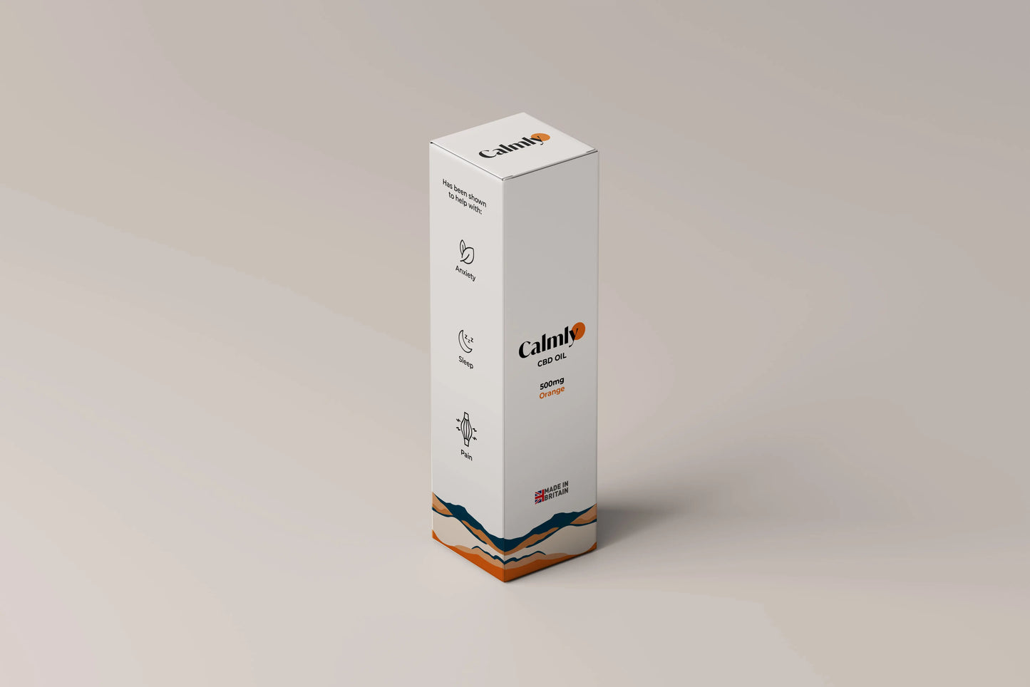 A bottle of Calmly UK-Grown Cold-Pressed Organic CBD Oil.